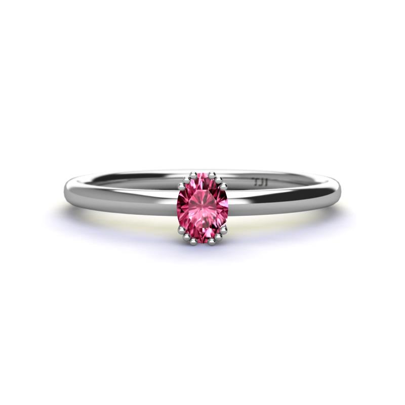 Orla Oval Cut Pink Tourmaline Solitaire Engagement Ring Oval Cut x ct Pink Tourmaline Womens Solitaire Engagement Ring K White Gold