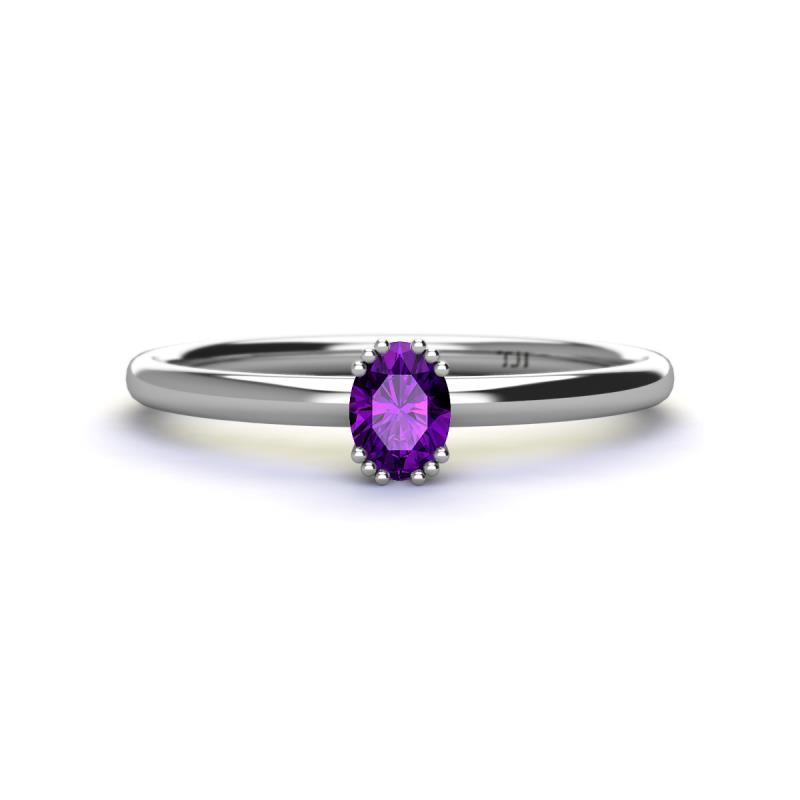 Orla Oval Cut Amethyst Solitaire Engagement Ring Oval Cut x ct Amethyst Womens Solitaire Engagement Ring K White Gold