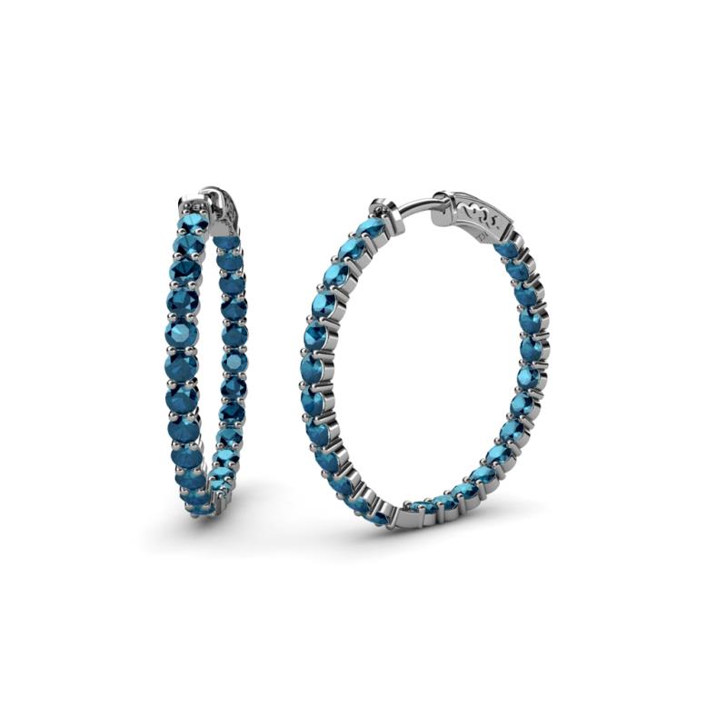 blue diamond hoop earrings