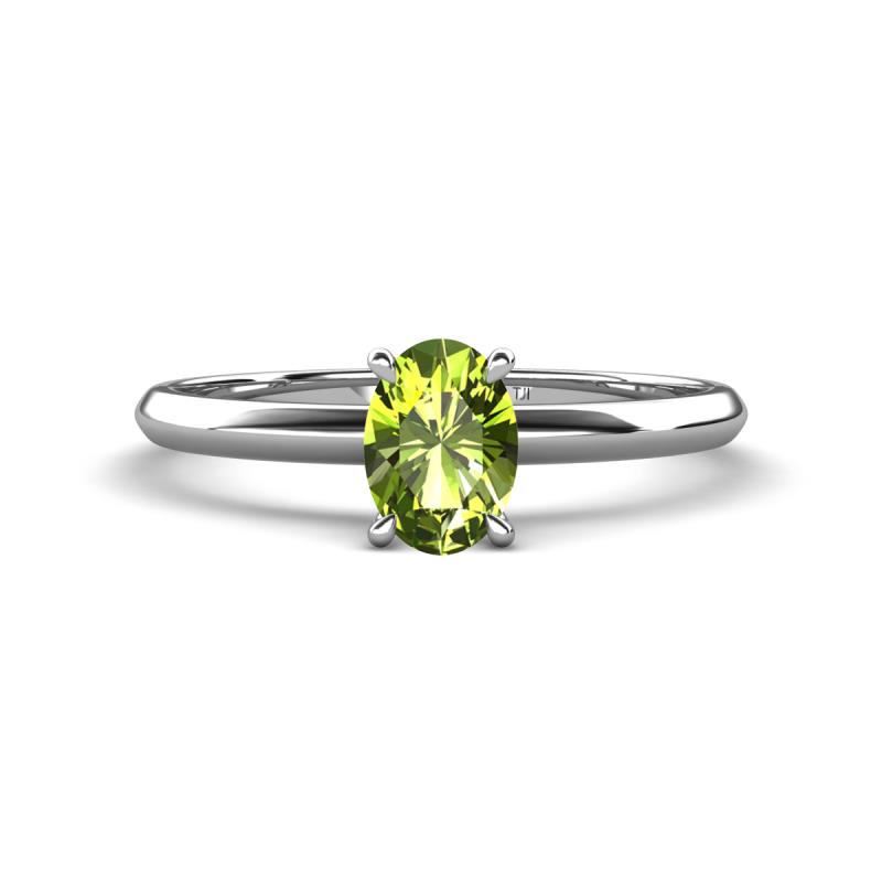 Elodie x Oval Peridot Solitaire Engagement Ring Oval Peridot ct Knife Edge Four Prong Women Solitaire Engagement Ring K White Gold