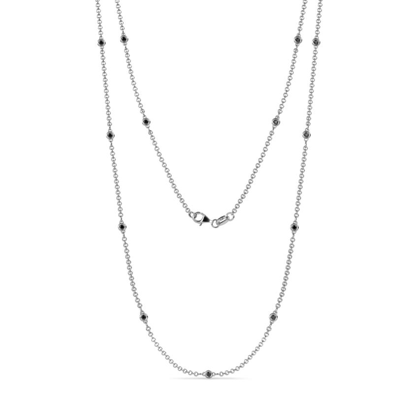 Lien 13Stn Black Diamond on Cable Necklace Stone Petite Black Diamond Womens Station Necklace ctw K White Gold