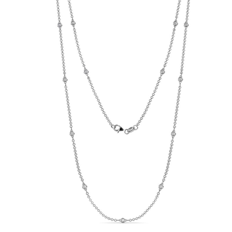 Lien 13Stn White Sapphire on Cable Necklace Stone Petite White Sapphire Womens Station Necklace ctw K White Gold