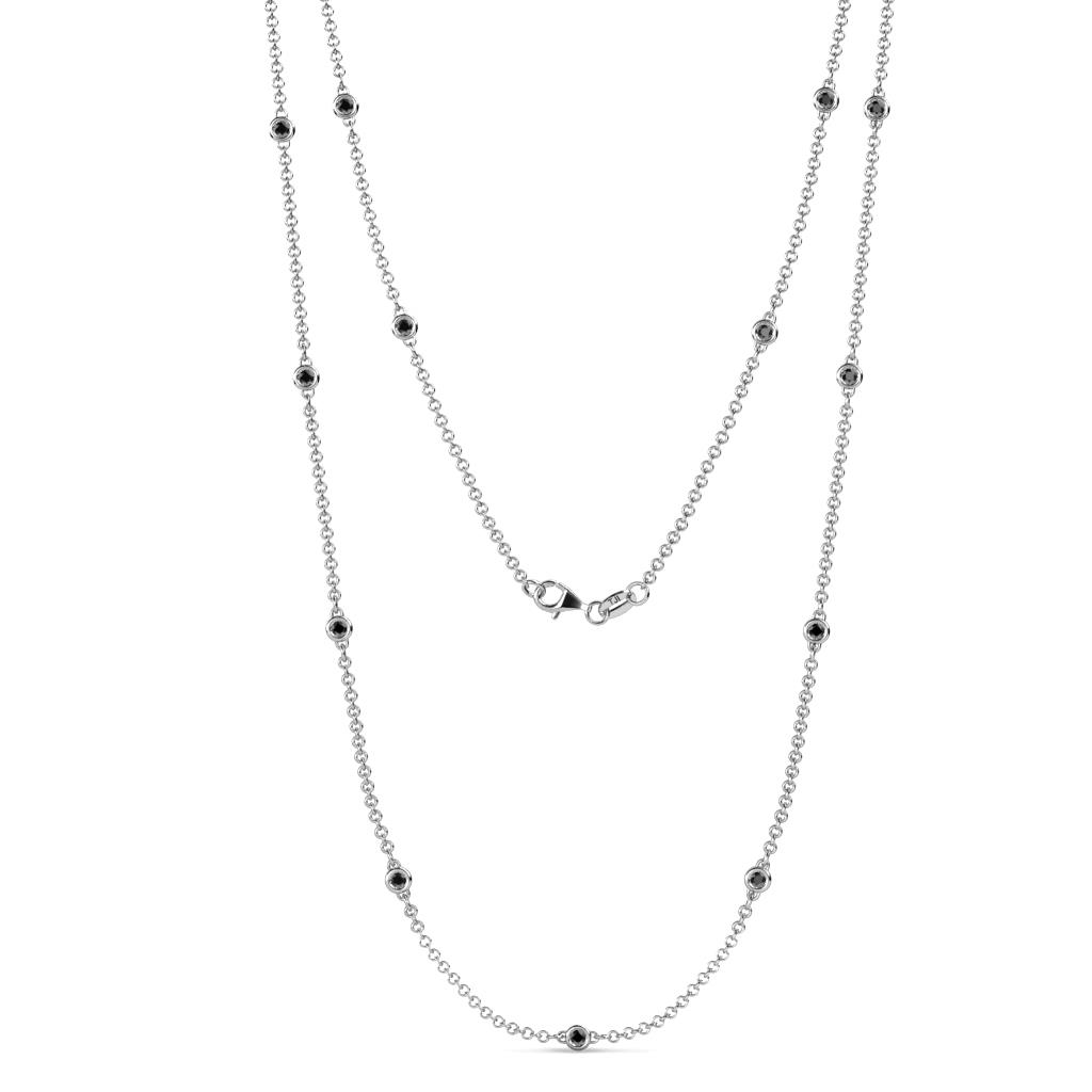 Lien 13Stn Black Diamond on Cable Necklace Stone Black Diamond ctw Womens Station Necklace K White Gold