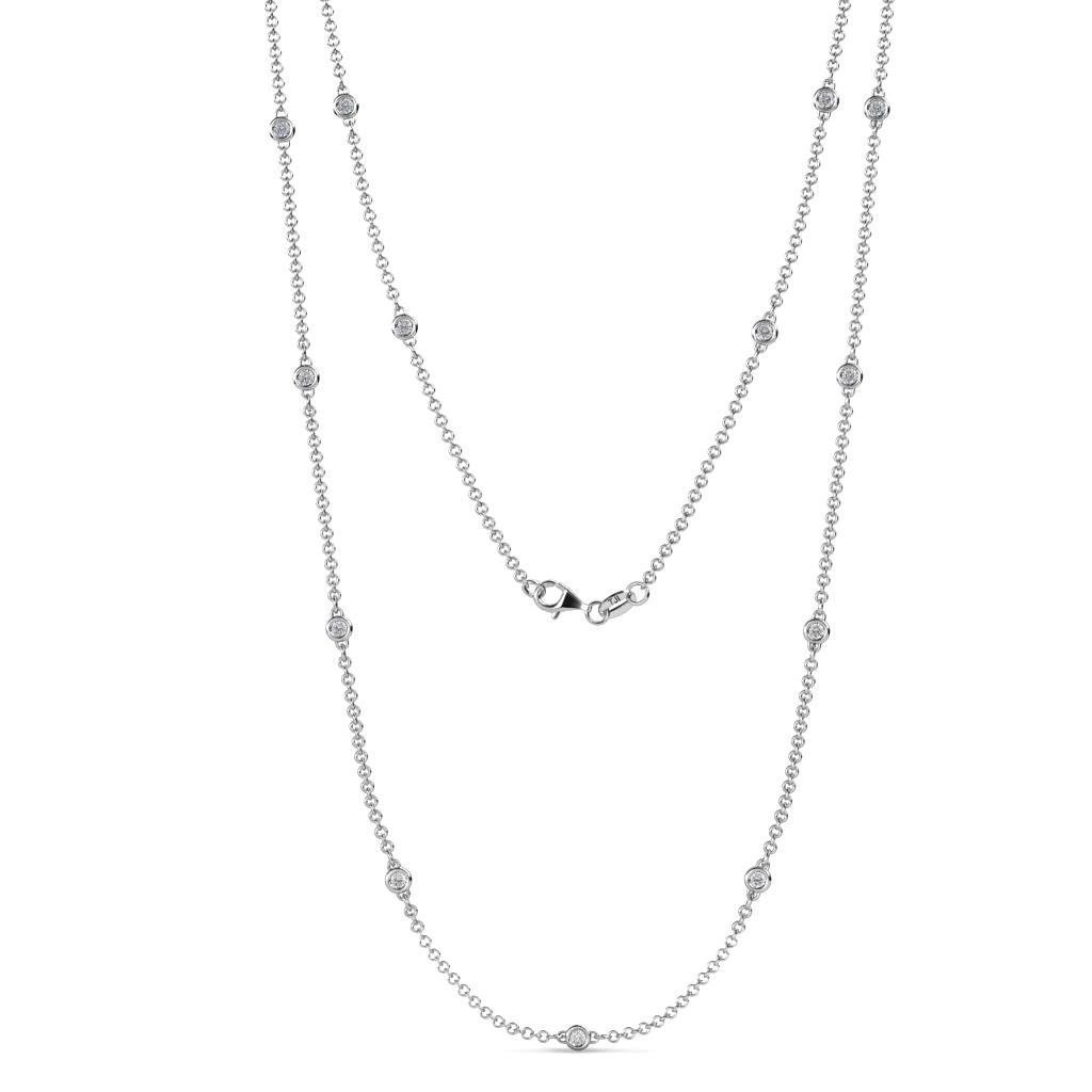 Lien 13Stn White Sapphire on Cable Necklace Stone White Sapphire ctw Womens Station Necklace K White Gold