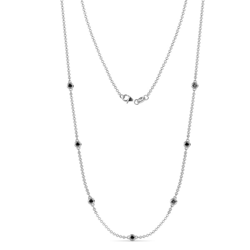 Salina 7Stn Black Diamond on Cable Necklace Stone Black Diamond ctw Womens Station Necklace K White Gold