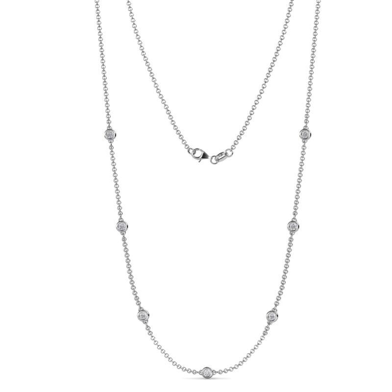 Salina 7Stn White Sapphire on Cable Necklace Stone White Sapphire ctw Womens Station Necklace K White Gold