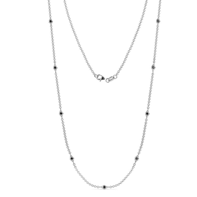 Adia 9Stn Black Diamond on Cable Necklace Stone Black Diamond ctw Womens Station Necklace K White Gold