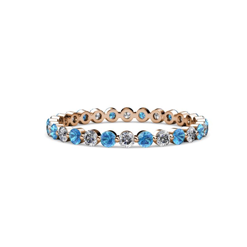 Valerie Floating Blue Topaz and Diamond Womens Eternity Ring Stackable ...