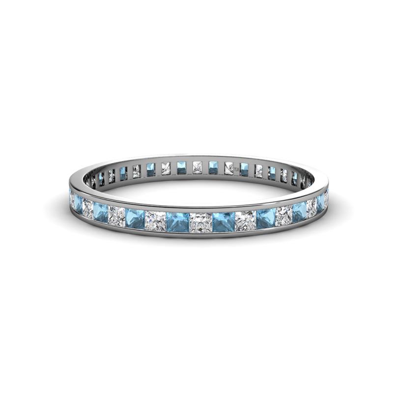 diamond and blue topaz eternity ring