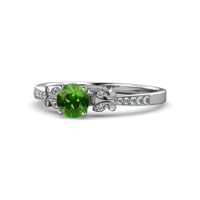 green garnet and diamond ring